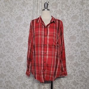 SO Favorite Shirt Plaid Boyfriend Fit Button Down